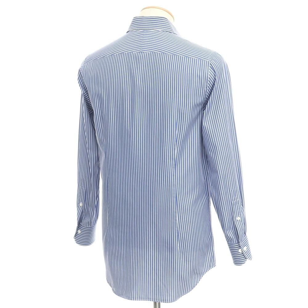 【中古】イタルスタイルITALSTYLEストライプワイドカラードレスシャツネイビーxホワイト【サイズ38/81】【NVY】【S/S/A/W】【状態ランクB】【メンズ】