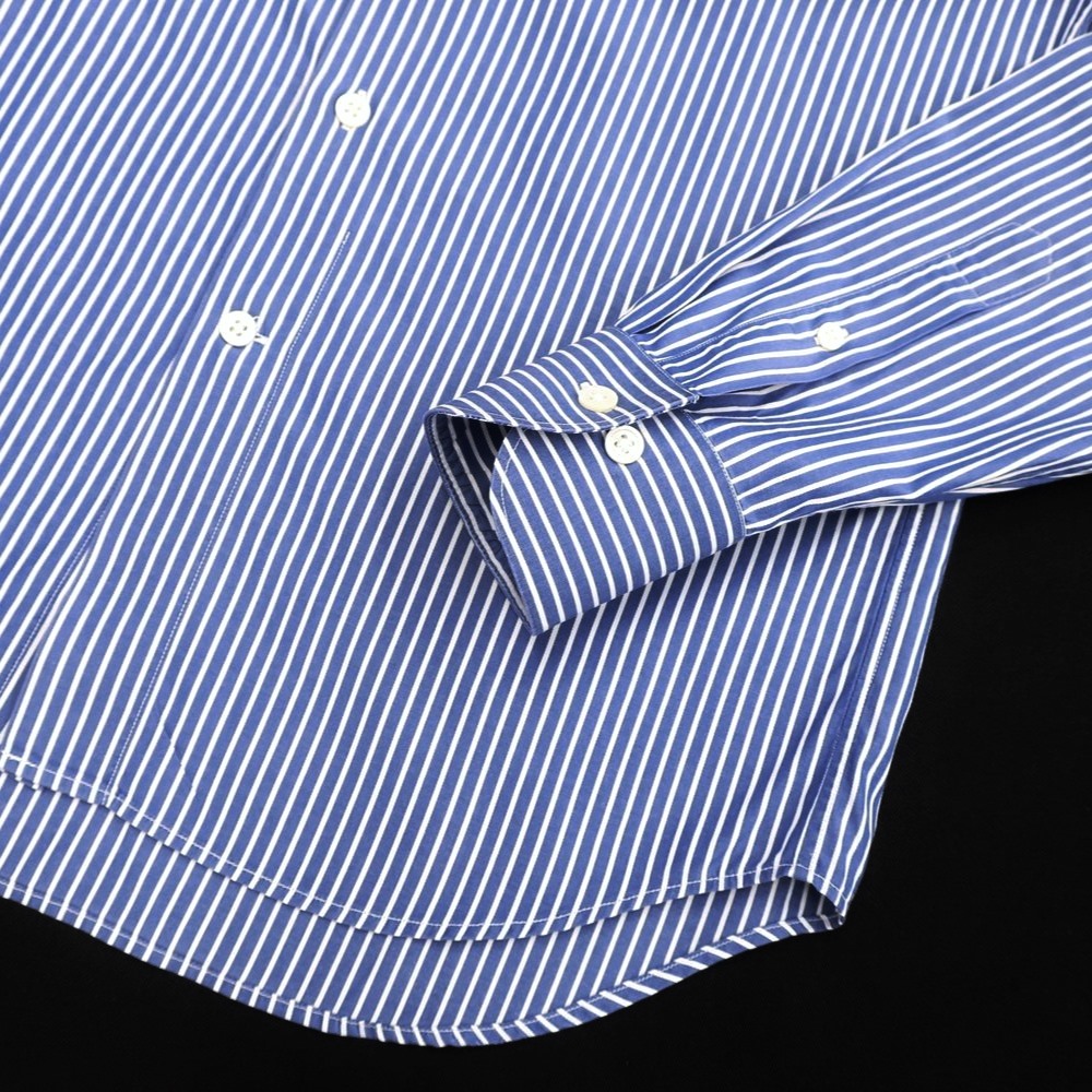【中古】イタルスタイルITALSTYLEストライプワイドカラードレスシャツネイビーxホワイト【サイズ38/81】【NVY】【S/S/A/W】【状態ランクB】【メンズ】
