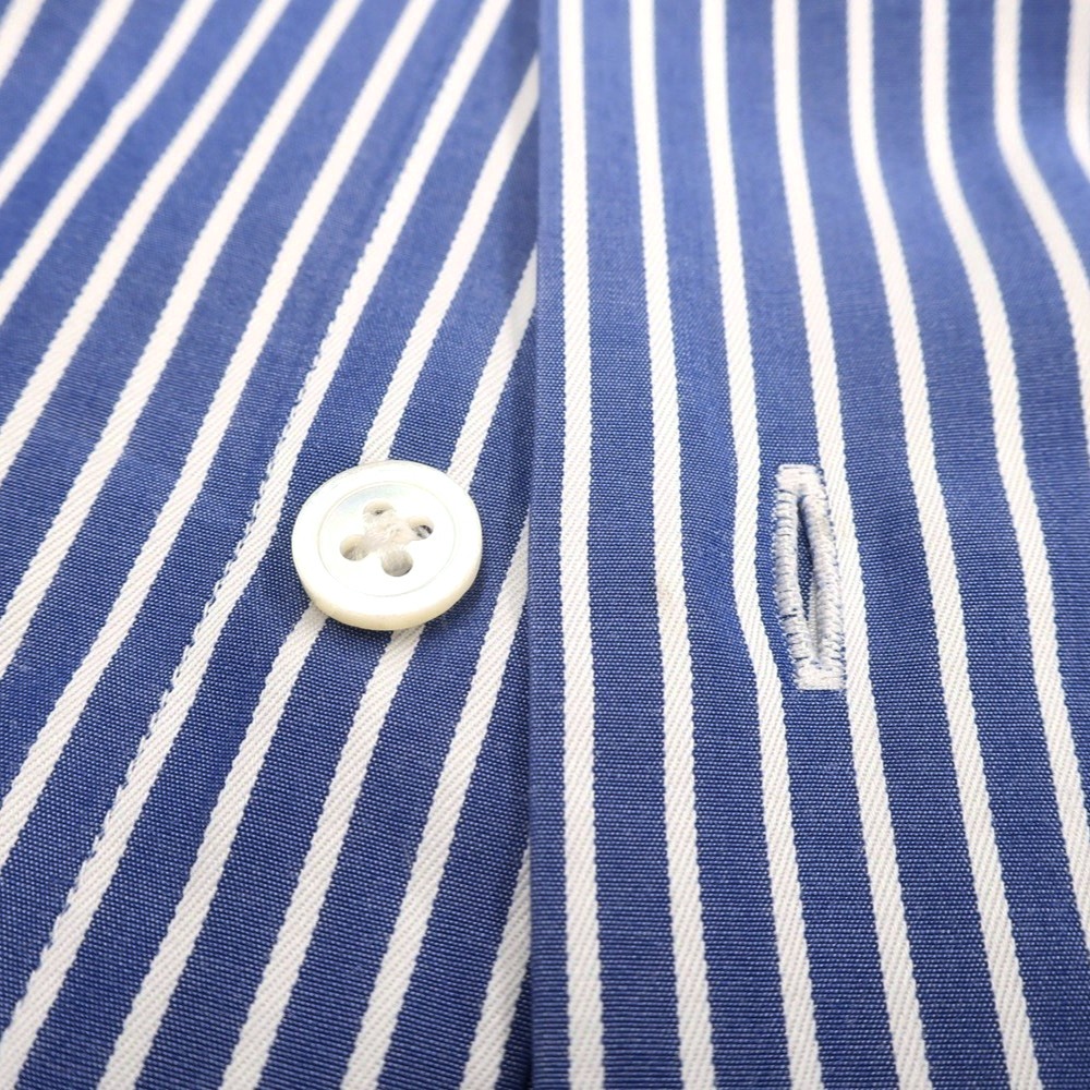 【中古】イタルスタイルITALSTYLEストライプワイドカラードレスシャツネイビーxホワイト【サイズ38/81】【NVY】【S/S/A/W】【状態ランクB】【メンズ】