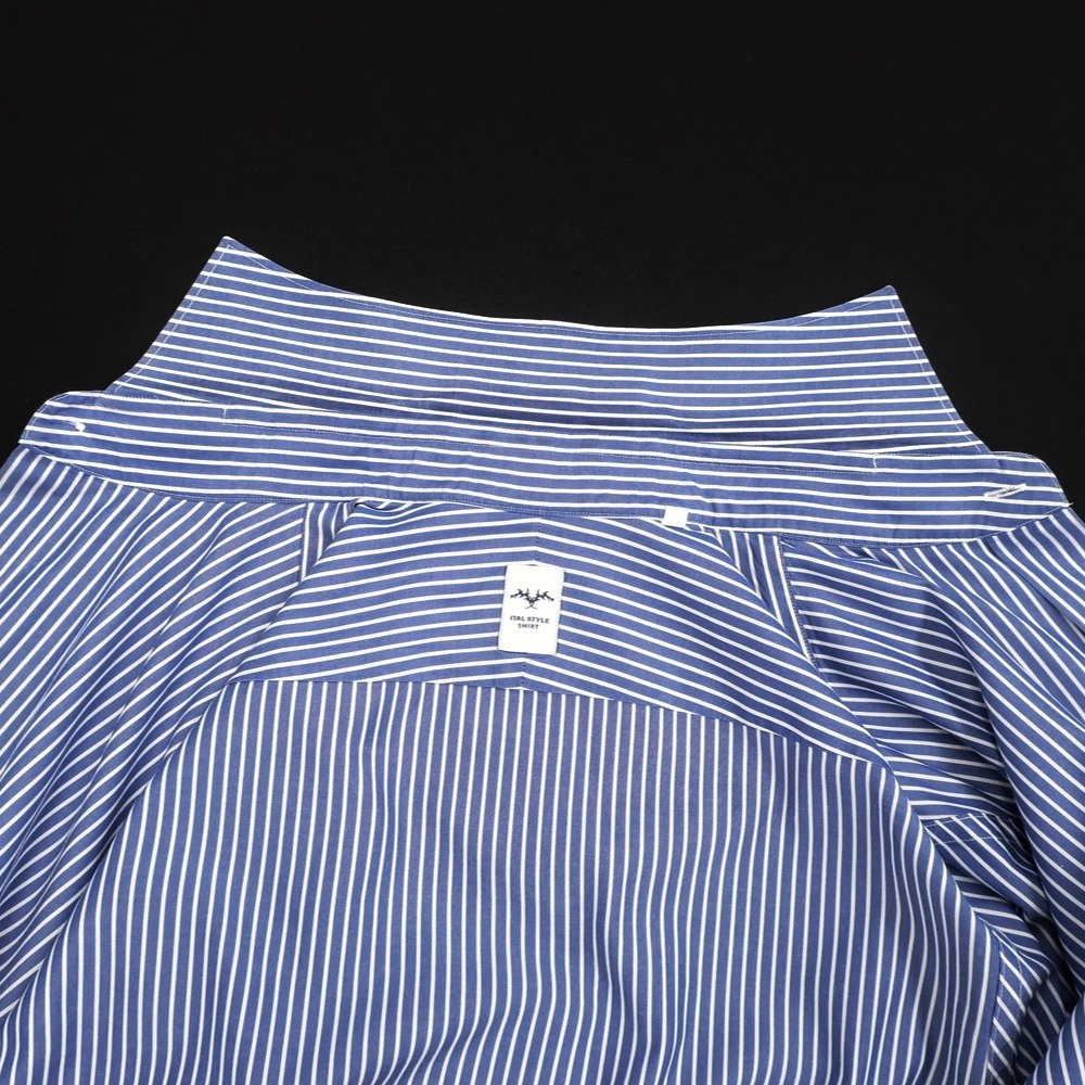 【中古】イタルスタイルITALSTYLEストライプワイドカラードレスシャツネイビーxホワイト【サイズ38/81】【NVY】【S/S/A/W】【状態ランクB】【メンズ】
