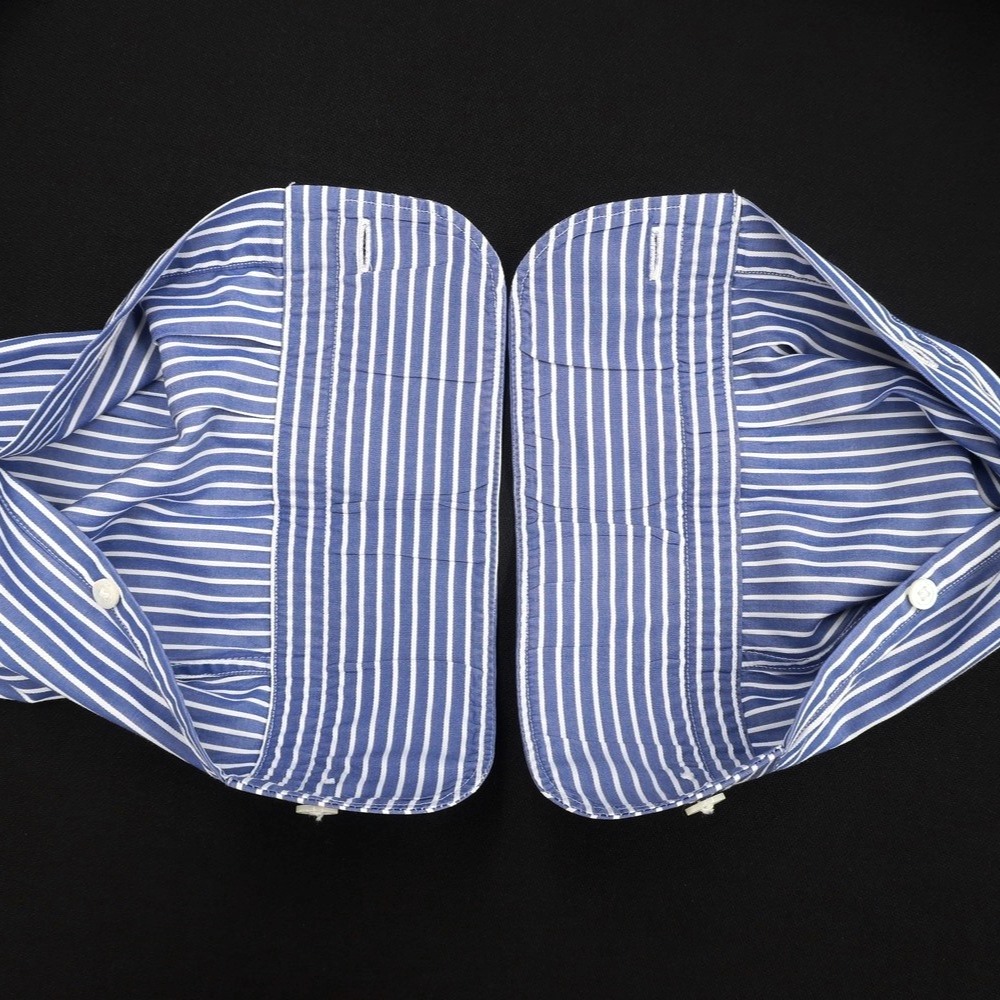 【中古】イタルスタイルITALSTYLEストライプワイドカラードレスシャツネイビーxホワイト【サイズ38/81】【NVY】【S/S/A/W】【状態ランクB】【メンズ】