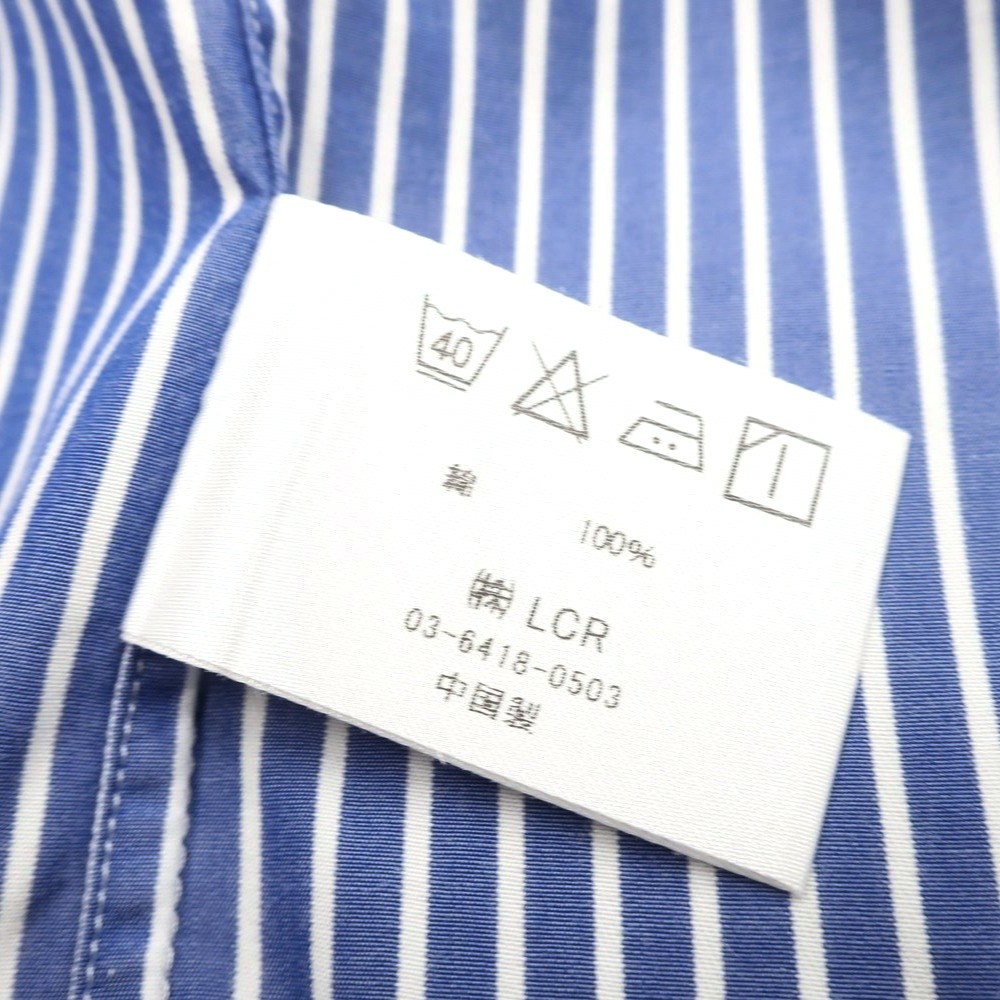 【中古】イタルスタイルITALSTYLEストライプワイドカラードレスシャツネイビーxホワイト【サイズ38/81】【NVY】【S/S/A/W】【状態ランクB】【メンズ】