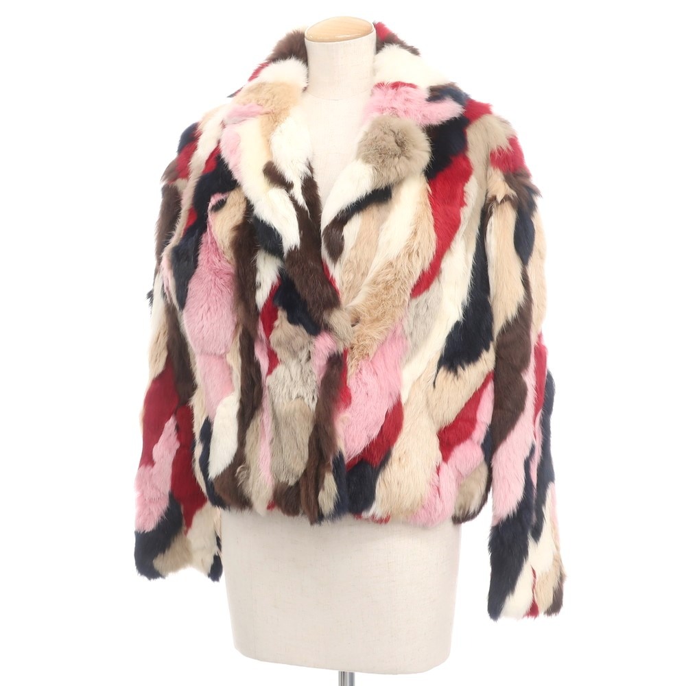 【中古】エムエスジーエム MSGM ラビットファー ジャケット ブルゾン マルチカラー【サイズ38】【A/W】【状態ランクB】【レディース】 CPD[EPD]