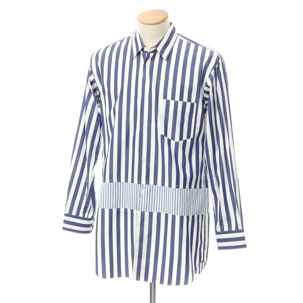 【中古】コムデギャルソンシャツ COMME des GARCONS SHIRT 2023年秋冬 切替 ストライプ シャツ ホワイトxネイビー【サイズS】【NVY】【S/S/A/W】【状態ランクA】【メンズ】【759476】[DPD]