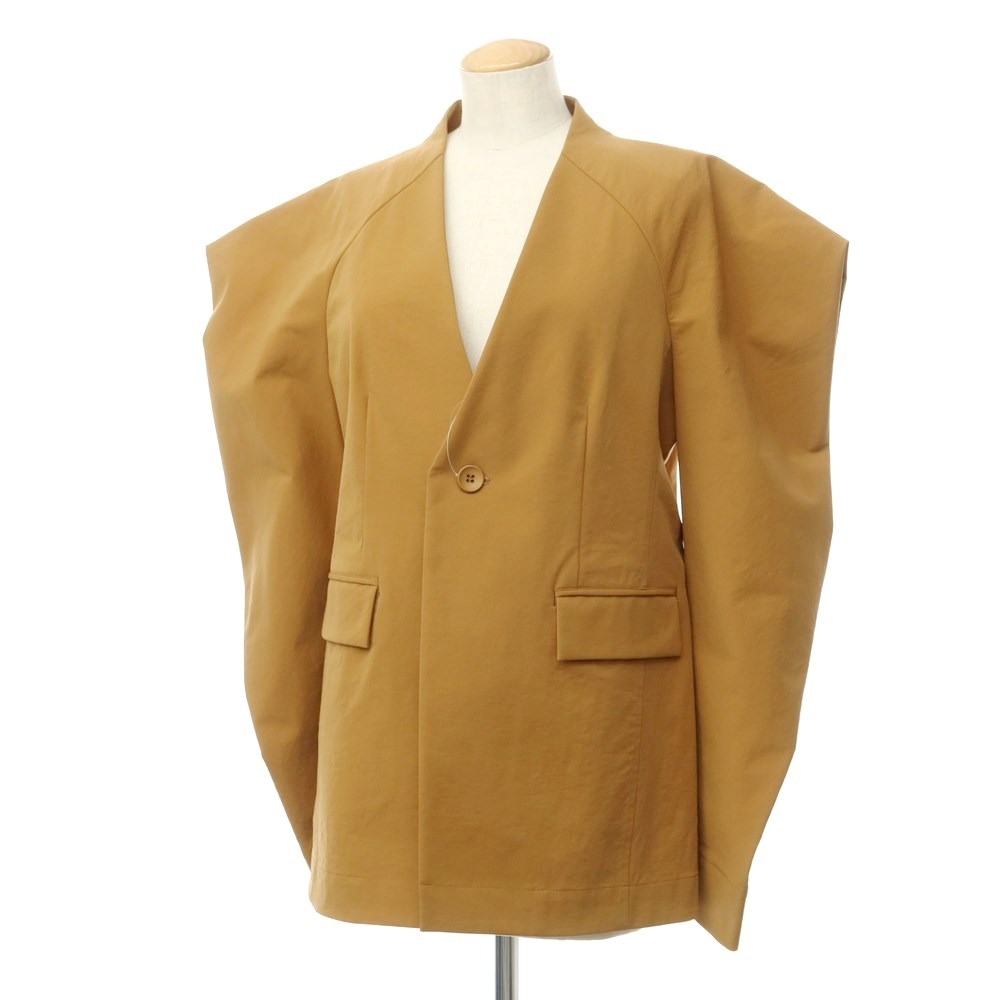 【中古】イッセイミヤケ ISSEY MIYAKE 2023年秋冬 ノーカラージャケット ベージュ【サイズ表記なし（Ｌ位）】【BEI】【S/S】【状態ランクA】【レディース】【759393】