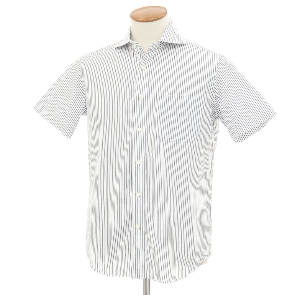 【楽天市場】【中古】メイカーズシャツ カマクラ Makers Shirt 鎌倉 コットン ホリゾンタルカラー 半袖シャツ ホワイトxネイビー ...