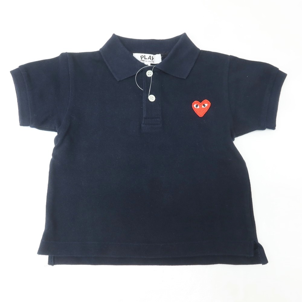 プレイ コムデギャルソンPLAY COMME des GARCONS 胸ハートワッペン鹿の子ポロシャツ 紺 紺M 【レディース】 プレイ コムデギャルソンPLAY COMME des GARCONS ハートワッペン