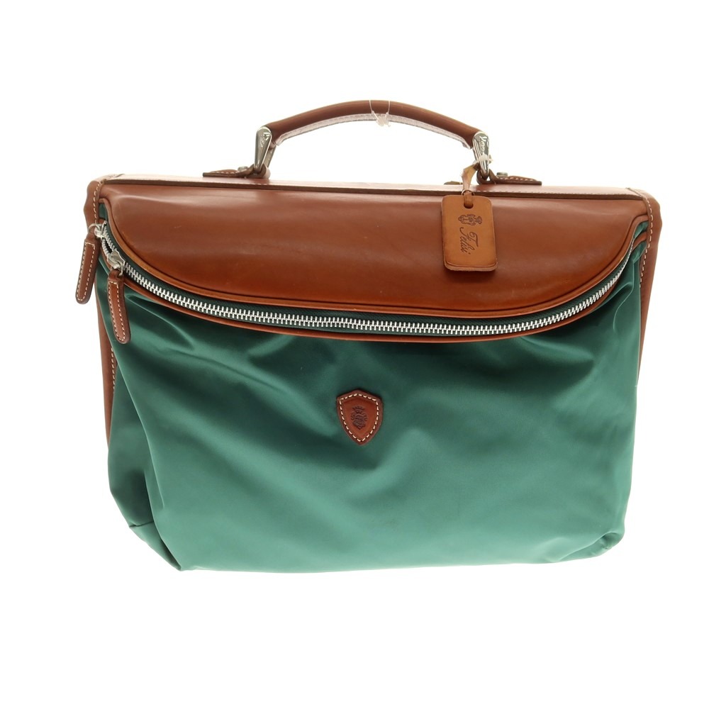 【中古】フェリージ Felisi ナイロン レザー ABICIコラボ ブリーフケース グリーンxブラウン【W35xH29.5】【GRN】【S/S/A/W】【状態ランクB】【メンズ】【758971】 APD|リタリオリブロ