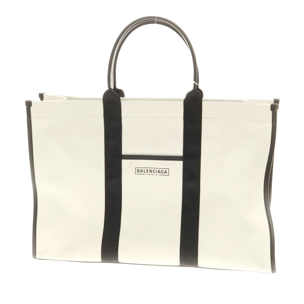 【中古】バレンシアガ BALENCIAGA キャンバス トートバッグ オフホワイトxブラック【W47xH32xD14】【WHT】【S/S/A/W】【状態ランクA】【メンズ】【758789】[DPD]