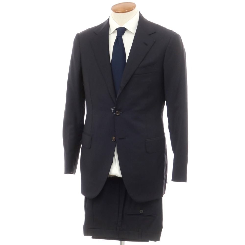 【中古】アンティカ サルトリア ディ アテッラ ナポリ Antica Sartoria Di Atella Napoli ウール 3つボタンスーツ ダークネイビー【サイズ46】【NVY】【A/W】【状態ランクC】【メンズ】【749895】[EPD]｜リタリオリブロ