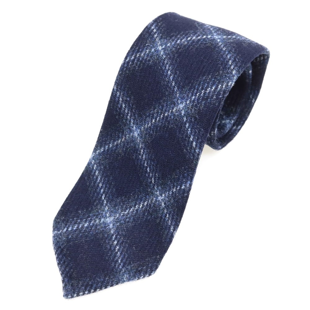 【中古】【未使用】イージーカペッリ E.G.CAPPELLI Sharon別注 ウール チェック柄ネクタイ ネイビーxホワイト【NVY】【A/W】【状態ランクS】【メンズ】【749870】[EPD]