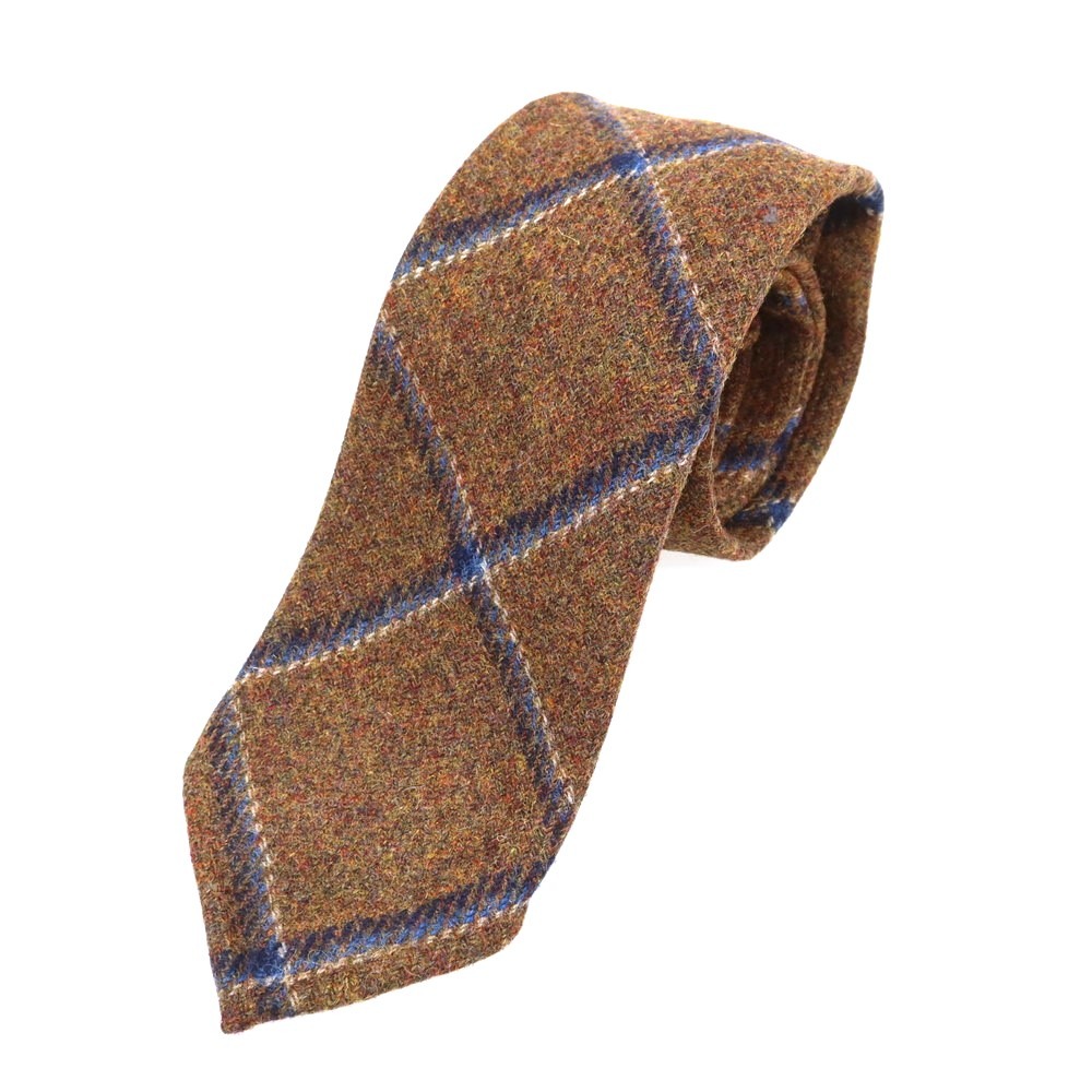 【中古】【未使用】イージーカペッリ E.G.CAPPELLI Sharon別注 ウール チェック柄ネクタイ ライトブラウンxネイビー【BRW】【A/W】【状態ランクS】【メンズ】【749797】[EPD]