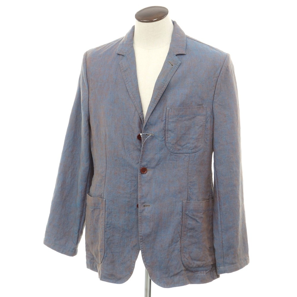 【新品】アスペジ ASPESI リネン カジュアルジャケット ブルーxブラウン【サイズL】【BLU】【S/S】【状態ランクN】【メンズ】【749592】[DPD]