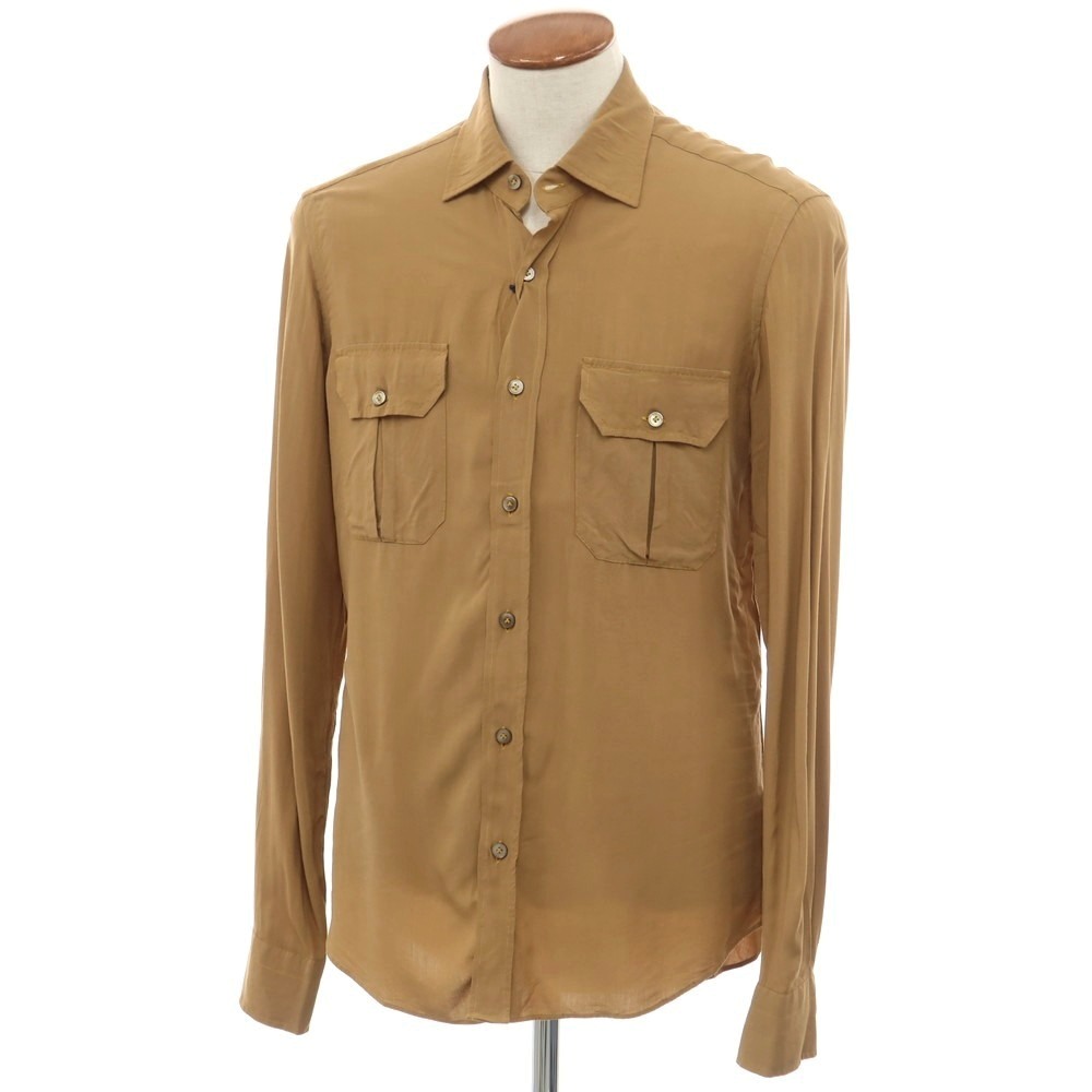 【新品】ジャンネット giannetto レーヨン カジュアルシャツ キャメル系【サイズ40】【BEI】【S/S】【状態ランクN】【メンズ】【749588】[DPD]