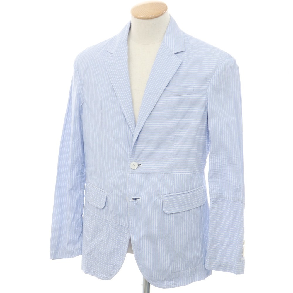 【新品】ディースクエアード DSQUARED2 ストライプ 切替コットン ジャケット ライトブルーxホワイト【サイズ44】【BLU】【S/S】【状態ランクN】【メンズ】【749586】[DPD]