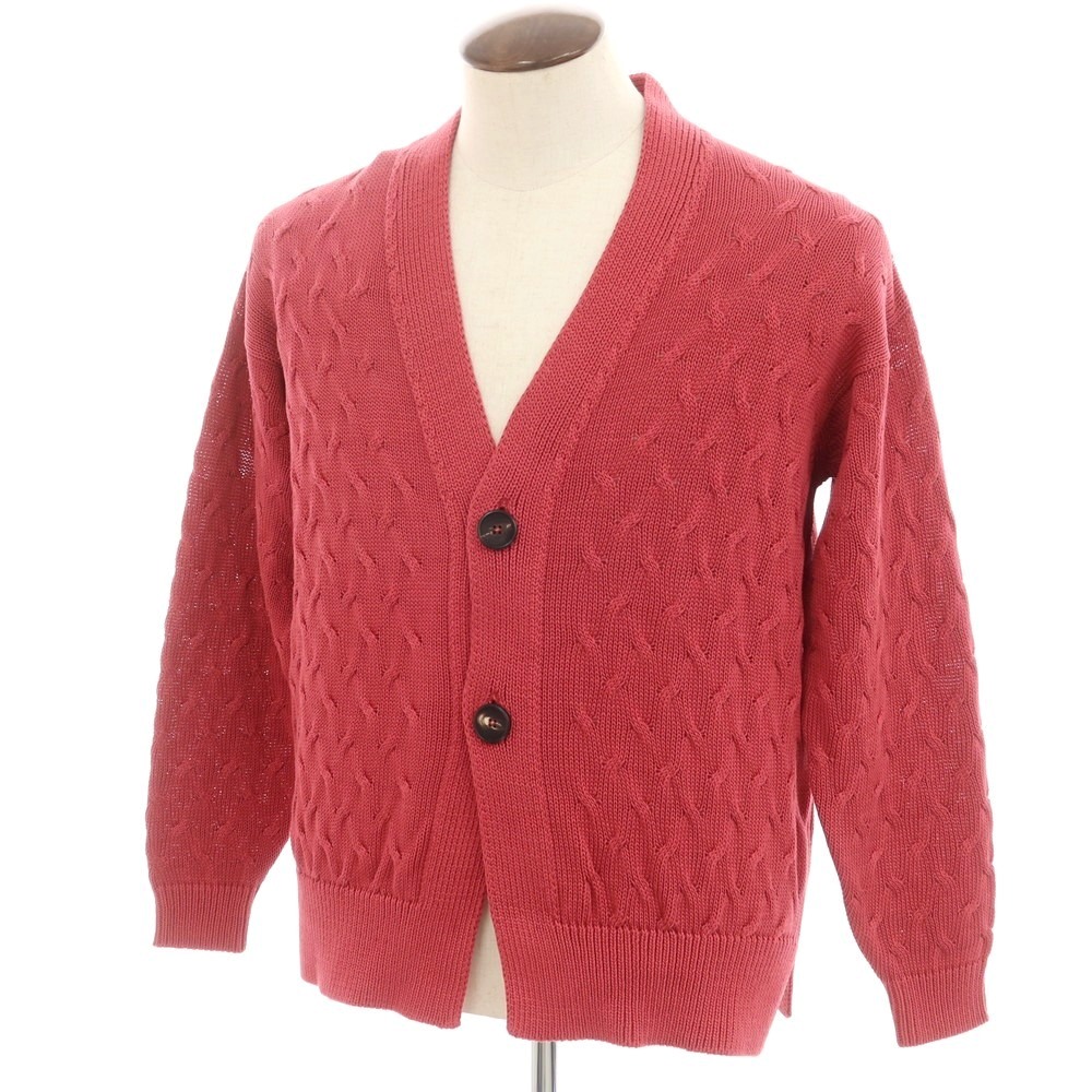 【新品】フィリッポ デ ローレンティス FILIPPO DE LAURENTIIS コットン ニット カーディガン ローズレッド【サイズ50】【RED】【S/S】【状態ランクN】【メンズ】【749580】[DPD]