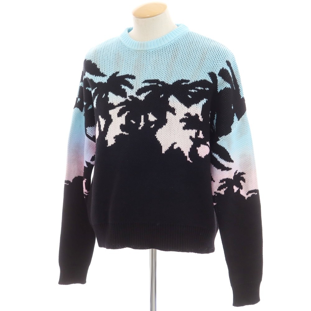 【中古】ディースクエアード DSQUARED2 ミドルゲージ コットン クルーネック プルオーバーニット ブラックxライトブルー【サイズXS】【S/S】【状態ランクC】【メンズ】 CPD[DPD]