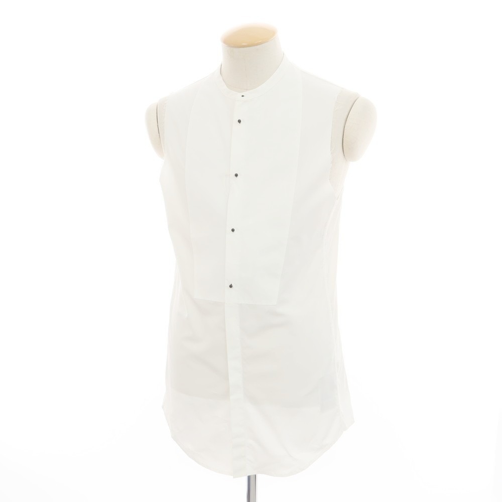 【新品】ディースクエアード DSQUARED2 コットン バンドカラー ノースリーブ シャツ ホワイト【サイズ46】【WHT】【S/S】【状態ランクN】【メンズ】【749497】[DPD]