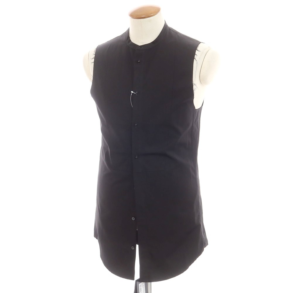 【中古】ディースクエアード DSQUARED2 コットン バンドカラー ノースリーブ シャツ ブラック【サイズ48】【BLK】【S/S】【状態ランクB】【メンズ】【749497】[EPD]