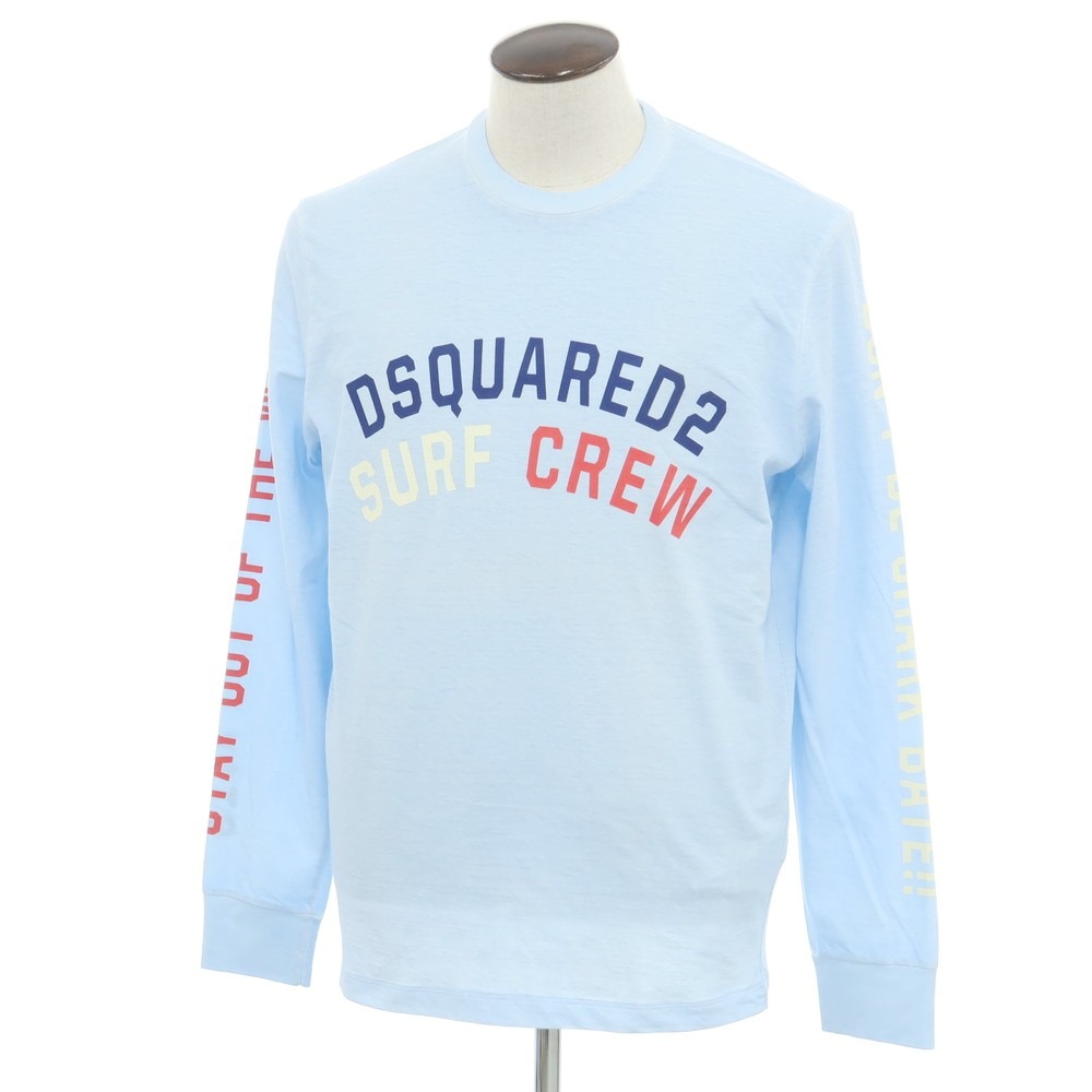 【新品逃げ道】ディースクエアード DSQUARED2 綿織物 労働者の一団のど首 長袖Ｔシャツ 点火装置青色【大きさL】【BLU】【S/S/A/W】【物質の状態価値づけるN-】【メンズ】【749495】
