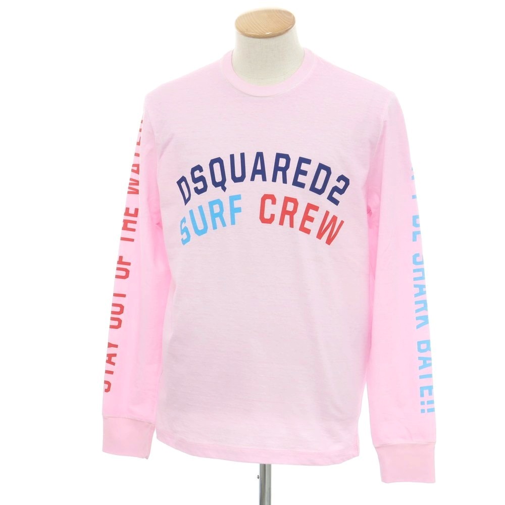【新品逃げ道】ディースクエアード DSQUARED2 綿織物 労働者の一団のど首 長袖Ｔシャツ 点火装置サクラ色【大きさS】【PNK】【S/S/A/W】【物質の状態価値づけるN-】【メンズ】【749495】