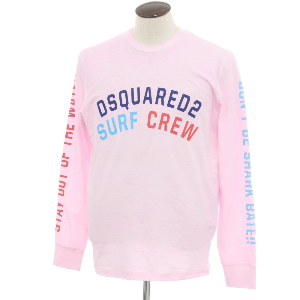 【新品逃げ道】ディースクエアード DSQUARED2 綿織物 労働者の一団のど首 長袖Ｔシャツ 点火装置サクラ色【大きさL】【PNK】【S/S/A/W】【物質の状態価値づけるN-】【メンズ】【749495】