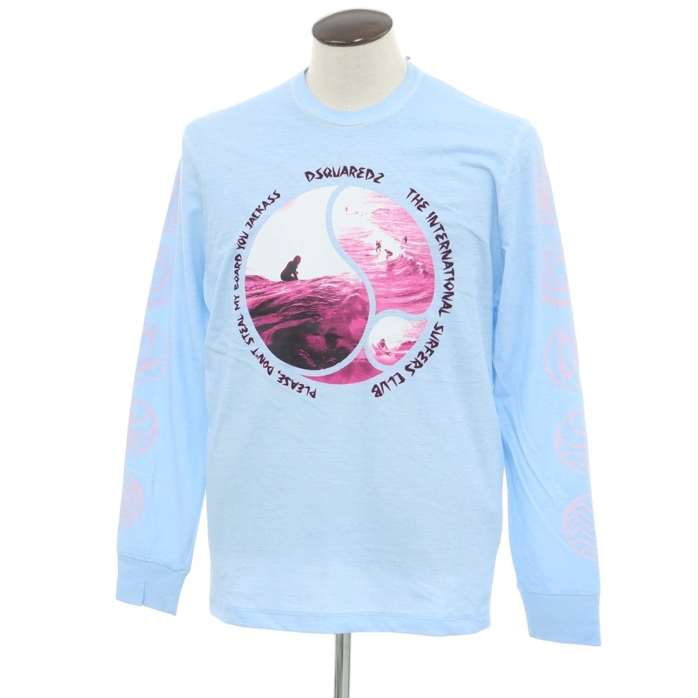 【新品アウトレット】ディースクエアード DSQUARED2 コットン クルーネック 長袖Ｔシャツ ライトブルー【サイズL】【BLU】【S/S/A/W】【状態ランクN-】【メンズ】【749495】[DPD]