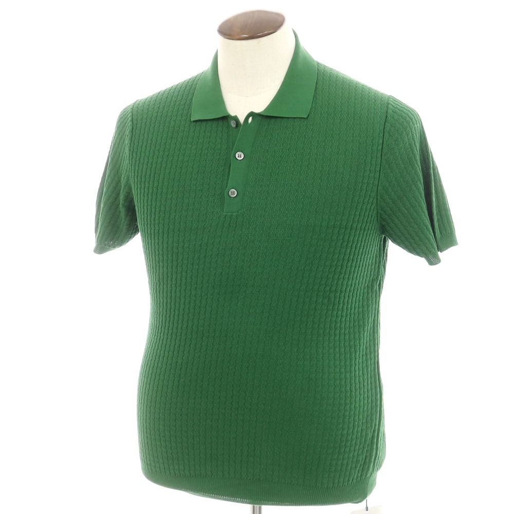 【新品】ザノーネ ZANONE コットン 半袖 ポロニット グリーン【サイズ48】【GRN】【S/S】【状態ランクN】【メンズ】【749494】[DPD]