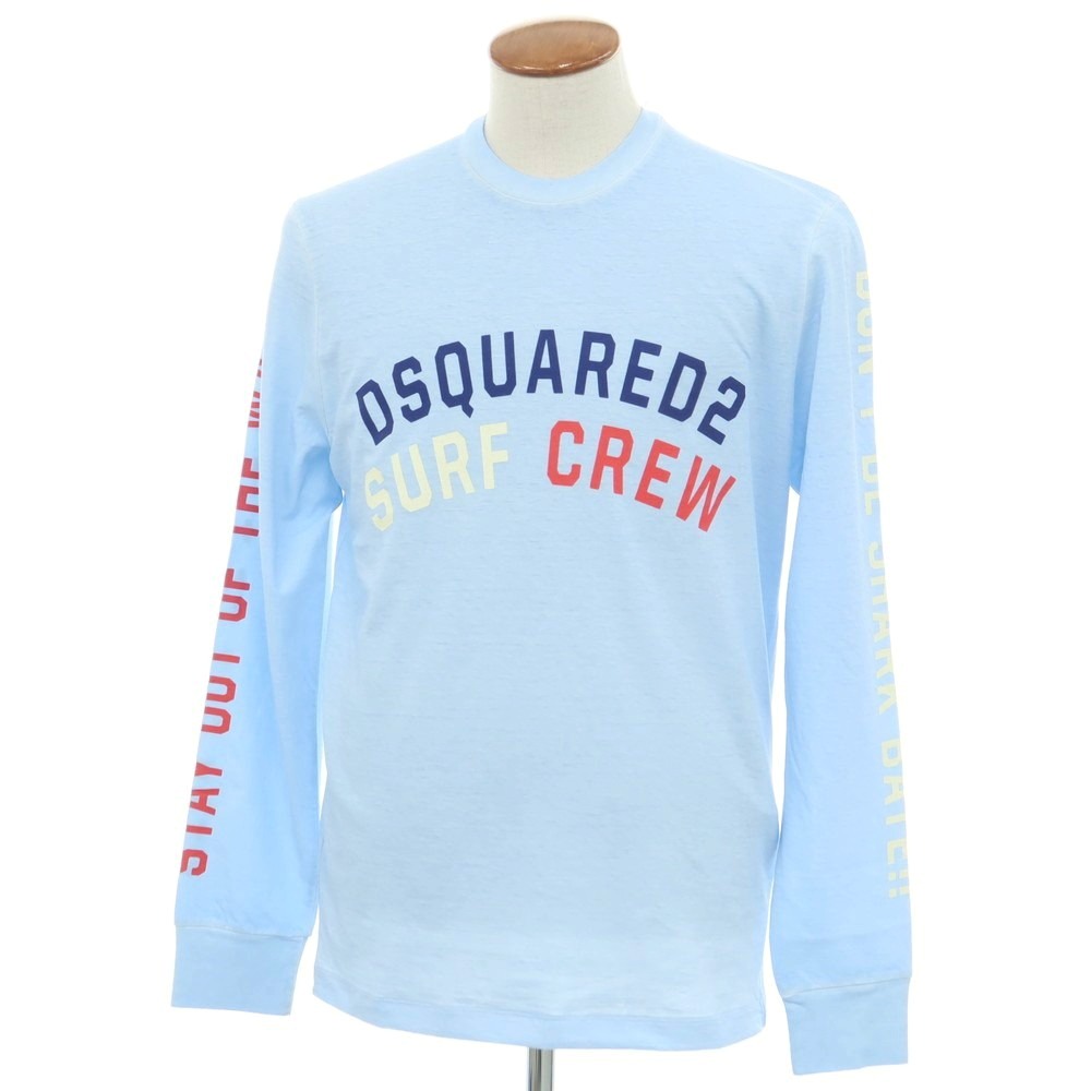 【新品逃げ道】ディースクエアード DSQUARED2 綿織物 労働者の一団のど首 長袖Ｔシャツ 点火装置青色【大きさM】【BLU】【S/S/A/W】【物質の状態価値づけるN-】【メンズ】【749493】