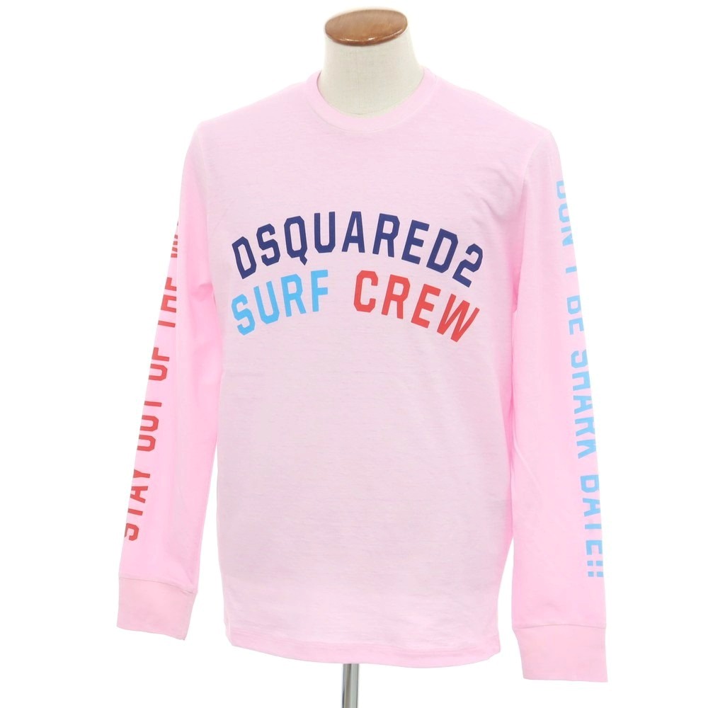 【新品逃げ道】ディースクエアード DSQUARED2 綿織物 労働者の一団のど首 長袖Ｔシャツ 点火装置サクラ色【大きさM】【PNK】【S/S/A/W】【物質の状態価値づけるN-】【メンズ】【749493】