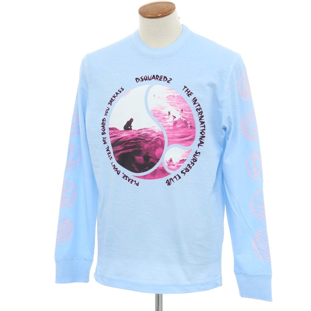 【新品アウトレット】ディースクエアード DSQUARED2 コットン クルーネック 長袖Ｔシャツ ライトブルー【サイズM】【BLU】【S/S/A/W】【状態ランクN-】【メンズ】【749493】[DPD]
