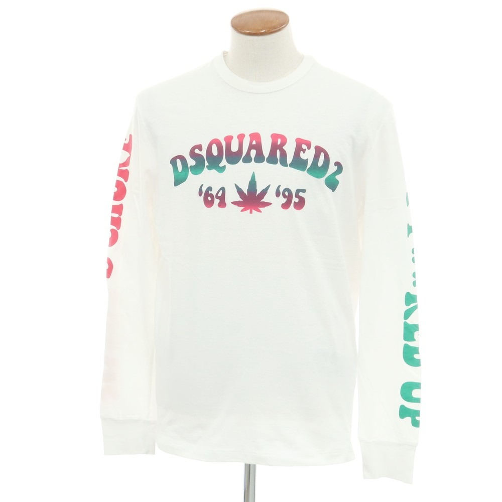 【新品逃げ口】ディースクエアード DSQUARED2 綿織物 労働者の一団素っ首 長袖Ｔシャツ 白いこと【大きさM】【WHT】【S/S/A/W】【物質の状態序列付けるN-】【メンズ】【749493】