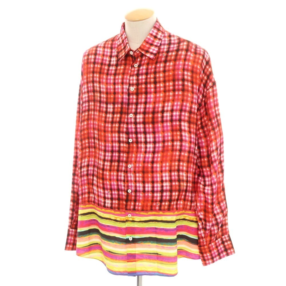 【新品】ディースクエアード DSQUARED2 レーヨン チェック カジュアルシャツ レッド【サイズ44】【RED】【S/S/A/W】【状態ランクN】【メンズ】【749490】[DPD]