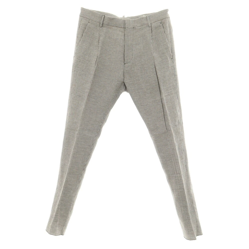 【新品】ディースクエアード DSQUARED2 リネンコットン チェック カジュアルスラックスパンツ ホワイトxオレンジ系【サイズ48】【BRW】【S/S】【状態ランクN】【メンズ】【749488】[DPD]