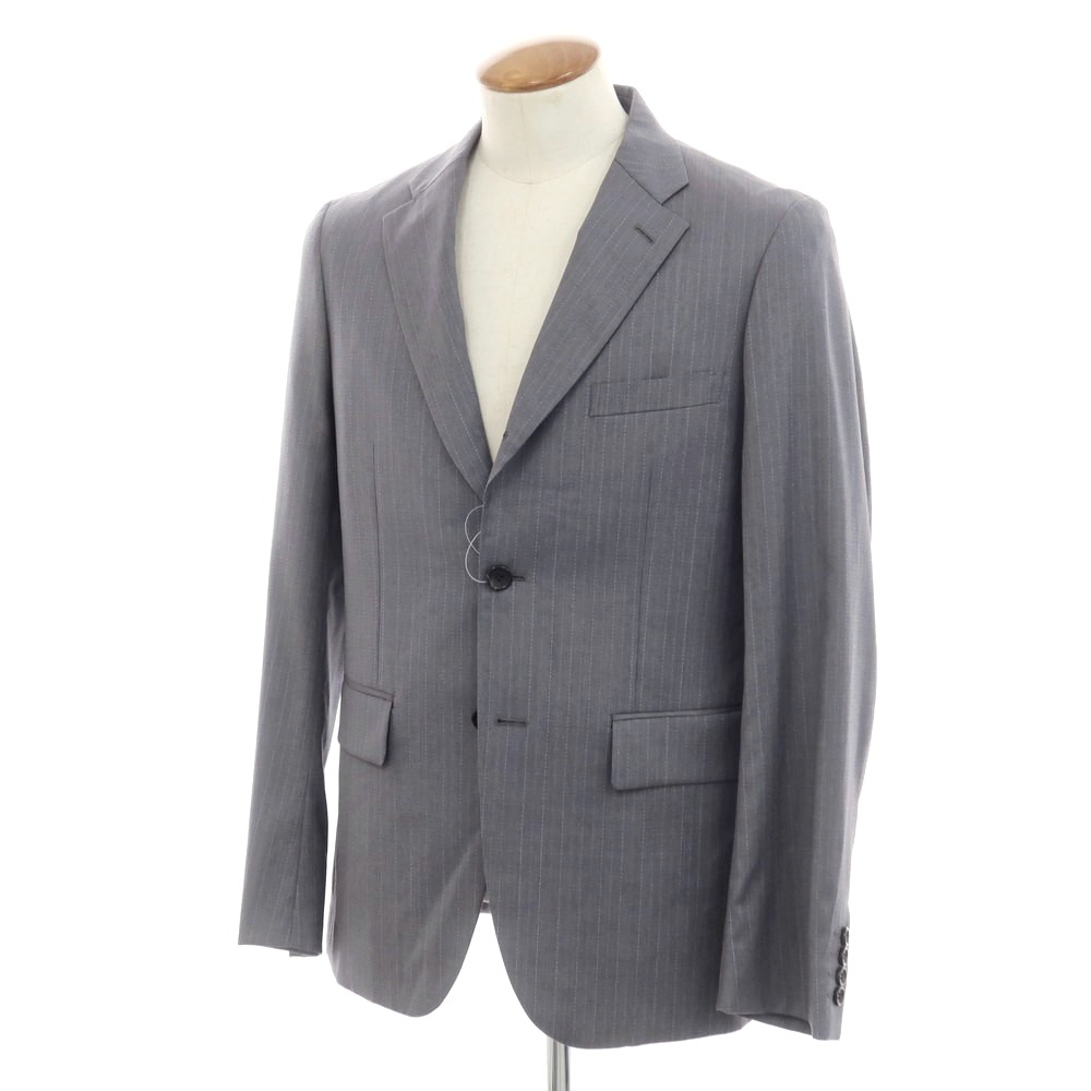 【中古】コムデギャルソン オムドゥ COMME des GARCONS HOMME DEUX 2024年春夏 ウール ストライプ テーラードジャケット グレーxライトスマルトブルー【サイズM】【GRY】【S/S】【状態ランクA】【メンズ】【749485】[DPD]