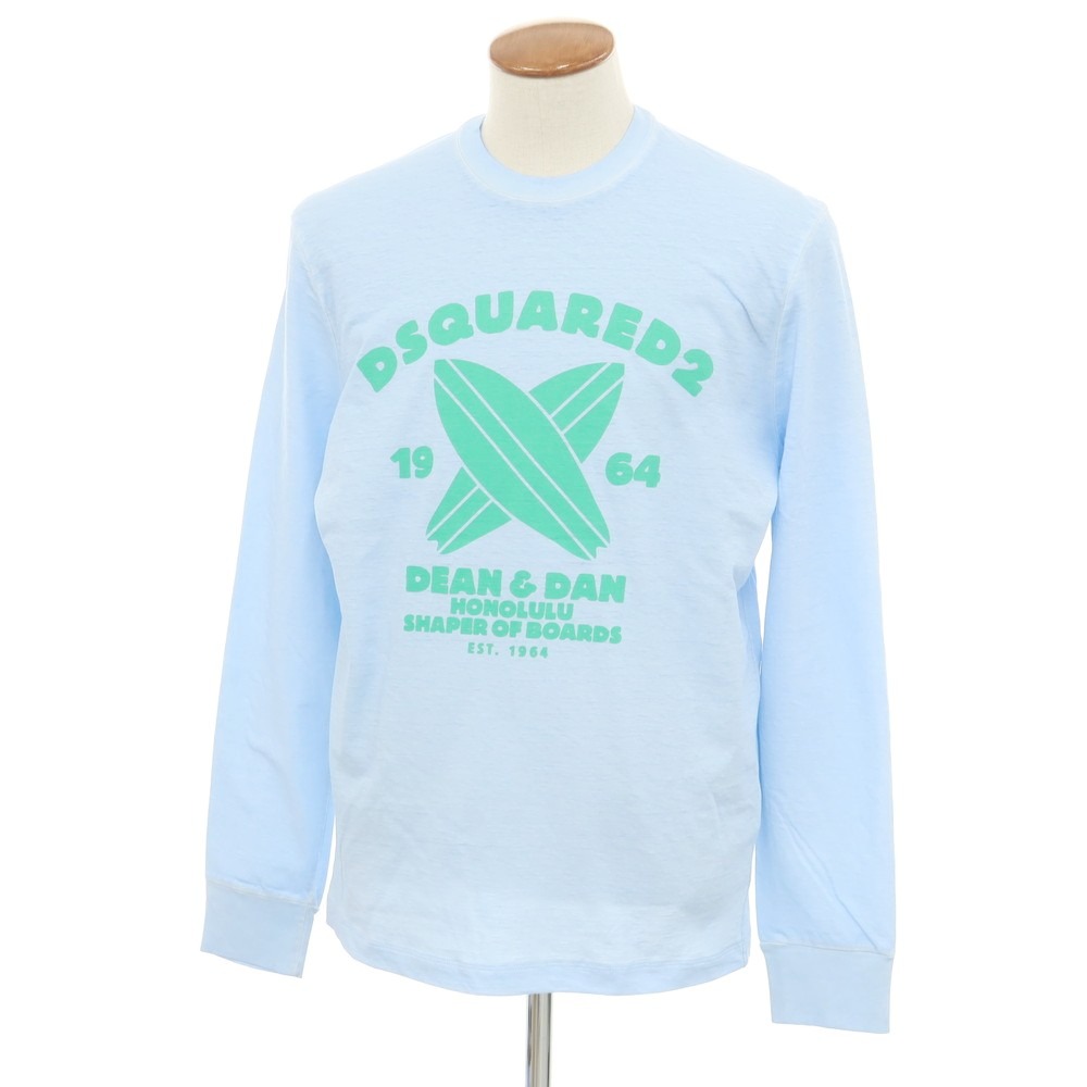 【新品】ディースクエアード DSQUARED2 綿織物 労働者の一団のど頚 長袖Ｔシャツ ともし火青味【大きさM】【BLU】【S/S/A/W】【物質の状態位置づけるN】【メンズ】【749483】