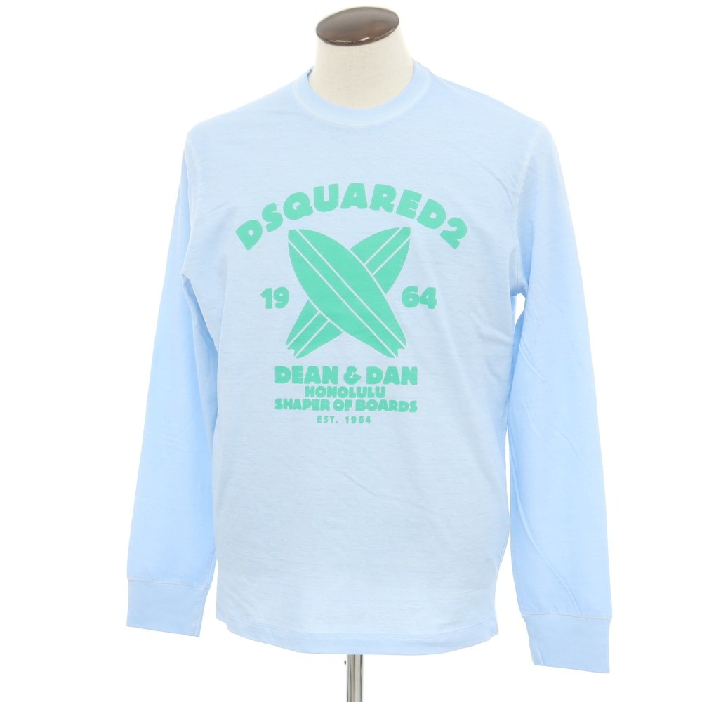【新品】ディースクエアード DSQUARED2 綿織物 労働者の一団のど頚 長袖Ｔシャツ ともし火青味【大きさL】【BLU】【S/S/A/W】【物質の状態位置づけるN】【メンズ】【749483】