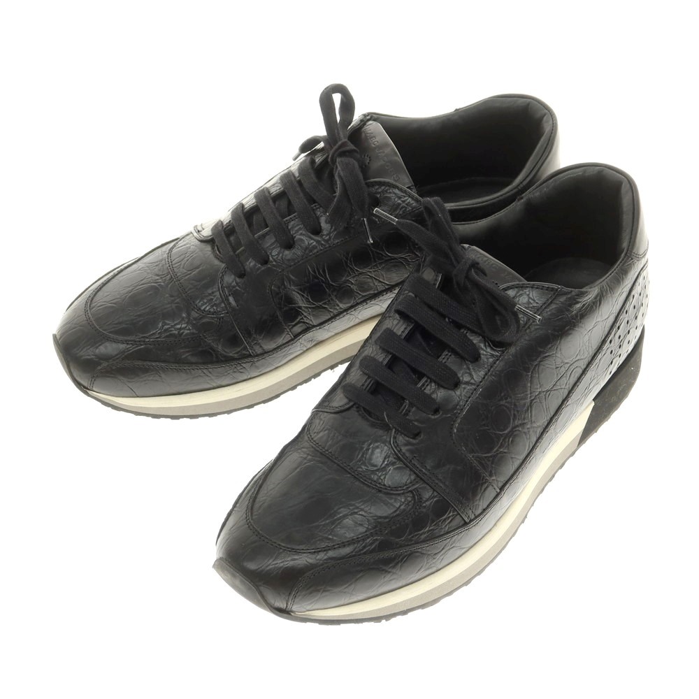 【中古】マークジェイコブス MARC JACOBS クロコダイル型押しなめし革 スニーカー 黒いこと【大きさ43】【BLK】【S/S/A/W】【物質の状態価値づけるB】【メンズ】【749481】
