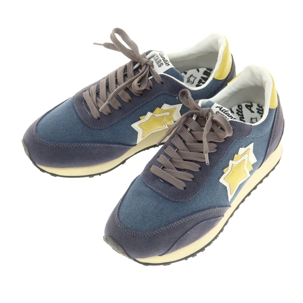 【中古】アトランティックスターズ Atlantic STARS キャンバス スエード スニーカー ネイビーxイエロー系【サイズ40】【NVY】【S/S/A/W】【状態ランクA】【メンズ】【749480】[DPD]