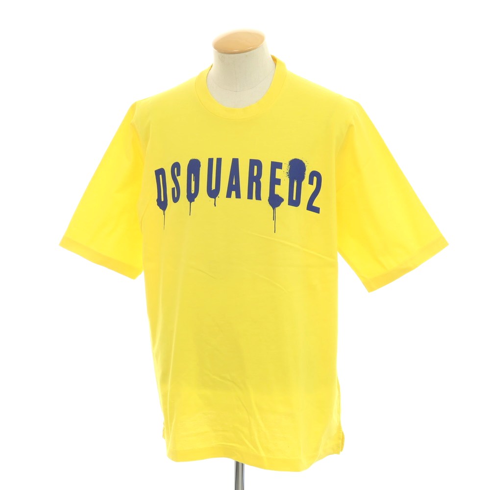 【新品】ディースクエアード DSQUARED2 コットン クルーネック 半袖Ｔシャツ イエロー【サイズS】【YEL】【S/S】【状態ランクN】【メンズ】【749480】[CPD]