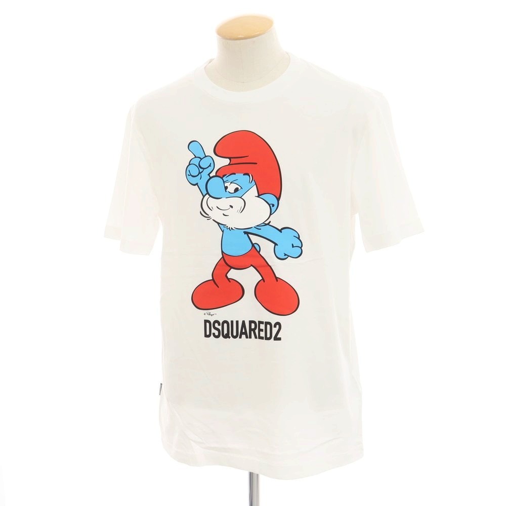 【新品】ディースクエアード DSQUARED2 × THE SMURFS コットン クルーネック 半袖Ｔシャツ ホワイト【サイズS】【WHT】【S/S】【状態ランクN】【メンズ】【749480】