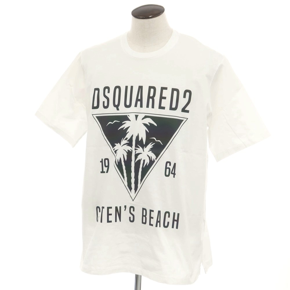 【新品逃げ口】ディースクエアード DSQUARED2 綿織物 労働者の一団のど首 半袖Ｔシャツ 白いこと【大きさXL】【WHT】【S/S】【物質の状態位置づけるN-】【メンズ】【749477】