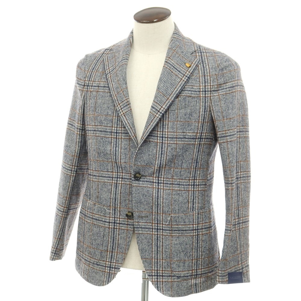 【新品】サルトリア ラトーレ SARTORIA LATORRE ウールアルパカ チェック テーラードジャケット ネイビーxホワイト【サイズ48】【NVY】【A/W】【状態ランクN】【メンズ】【749395】[EPD]｜リタリオリブロ