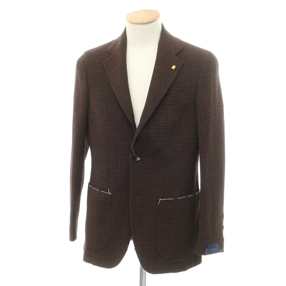 【新品】サルトリア ラトーレ SARTORIA LATORRE ウールジャージー テーラードジャケット ブラウンxブラック【サイズ44】【BRW】【A/W】【状態ランクN】【メンズ】【749394】[EPD]