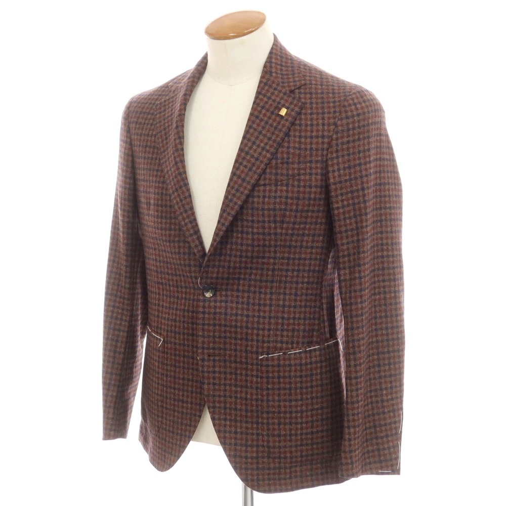 【新品】サルトリア ラトーレ SARTORIA LATORRE 毛糸 読み合わせる テーラードジャケット 赤銅色x米国海軍×まっ黒い赤いこと【大きさ46】【BRW】【A/W】【物質の状態位置づけるN】【メンズ】【749394】[EPD]