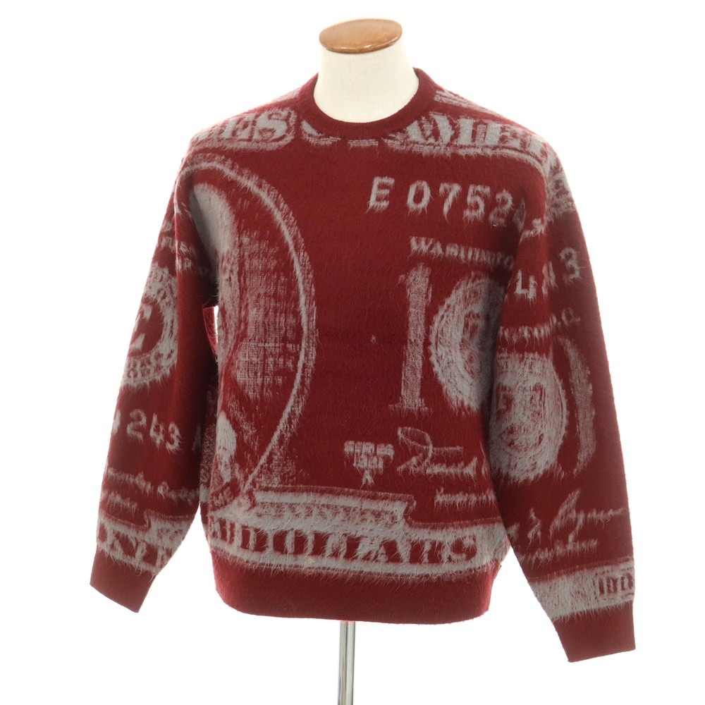 Supreme クルーネックセーター M 黒/赤 シュプリーム SUPREME カーディガン ニット 長袖 M 黒 赤 /YM