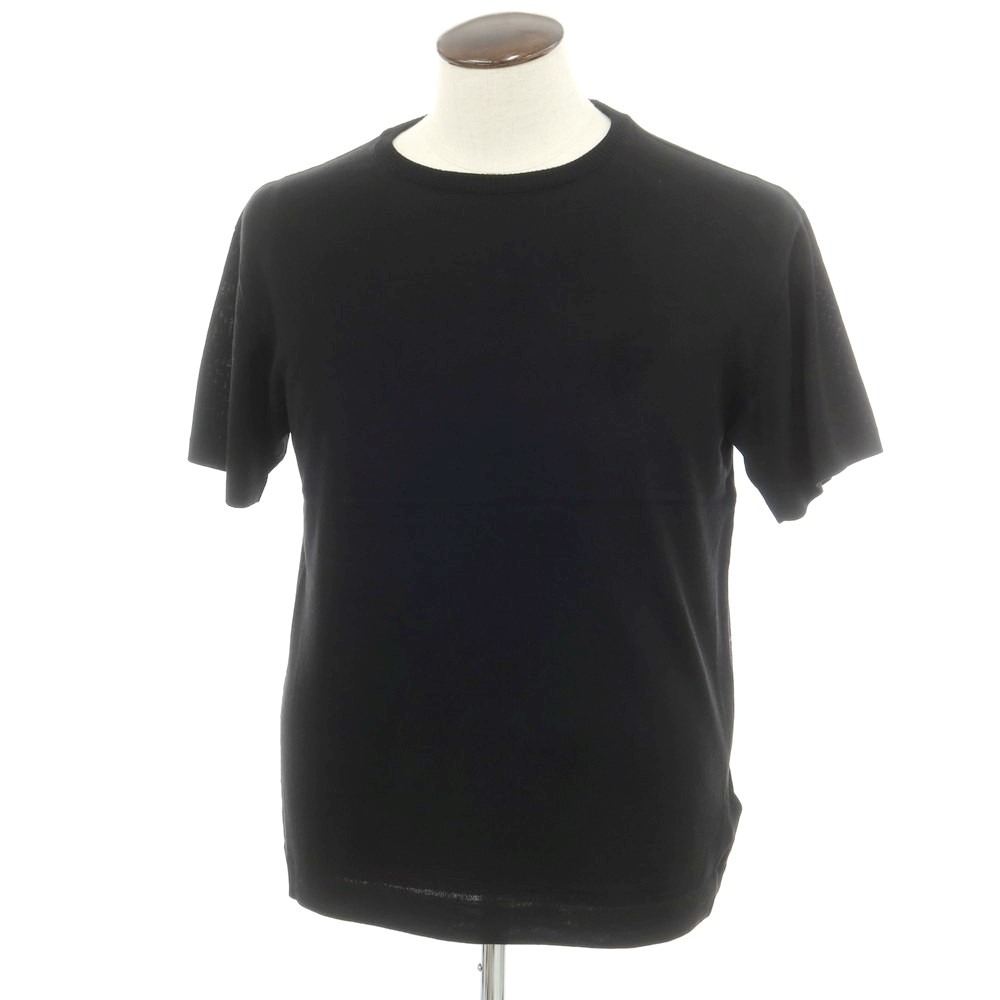 【新品】ヴィルーム V::loom ウール クルーネック 半袖 プルオーバーニット ブラック【サイズL】【BLK】【S/S】【状態ランクN】【メンズ】【749293】[APD]