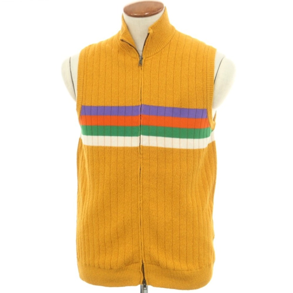 【新品】ガリア GALLIA コットンナイロン ダブルジップ ニットベスト オレンジ系xマルチカラー【サイズ46】【YEL】【S/S】【状態ランクN】【メンズ】【749292】[APD]