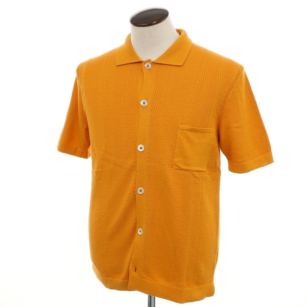 【新品】ガリア GALLIA コットン ニット シャツ型 半袖 カーディガン オレンジ【サイズ50】【ORG】【S/S】【状態ランクN】【メンズ】【749290】[BPD]