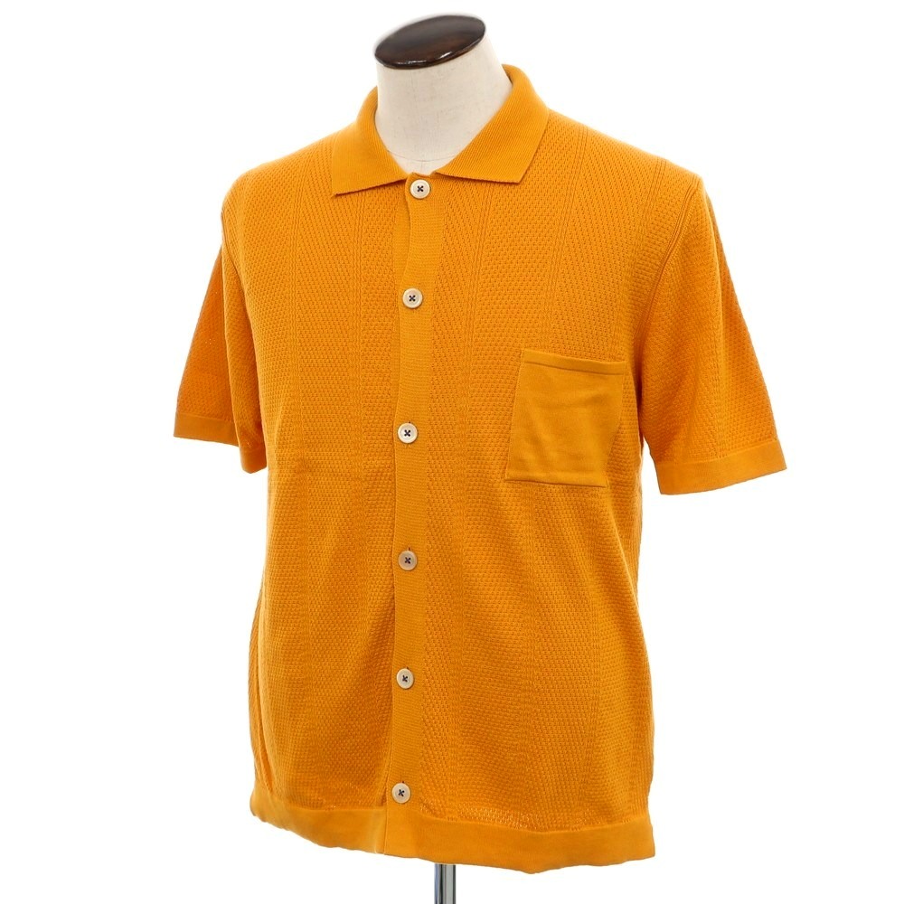 【新品】ガリア GALLIA コットン ニット シャツ型 半袖 カーディガン オレンジ【サイズ52】【ORG】【S/S】【状態ランクN】【メンズ】【749290】[BPD]